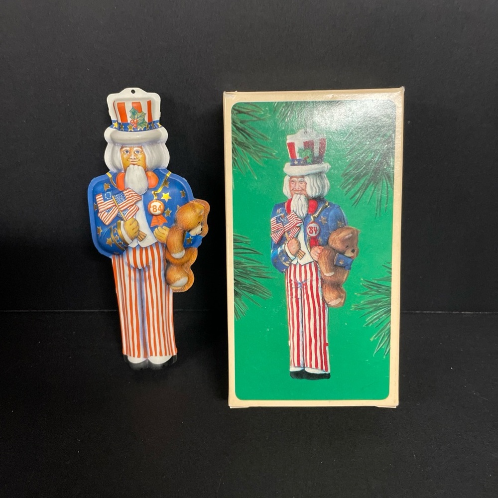 1984 Hallmark Keepsake Ornament, UNCLE SAM, Pressed Tin